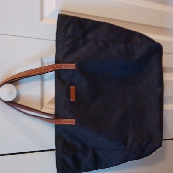 Gucci GG *Rare* Black Canvas w/Brown Leather Handle Tote Bag - Picture 1 of 8